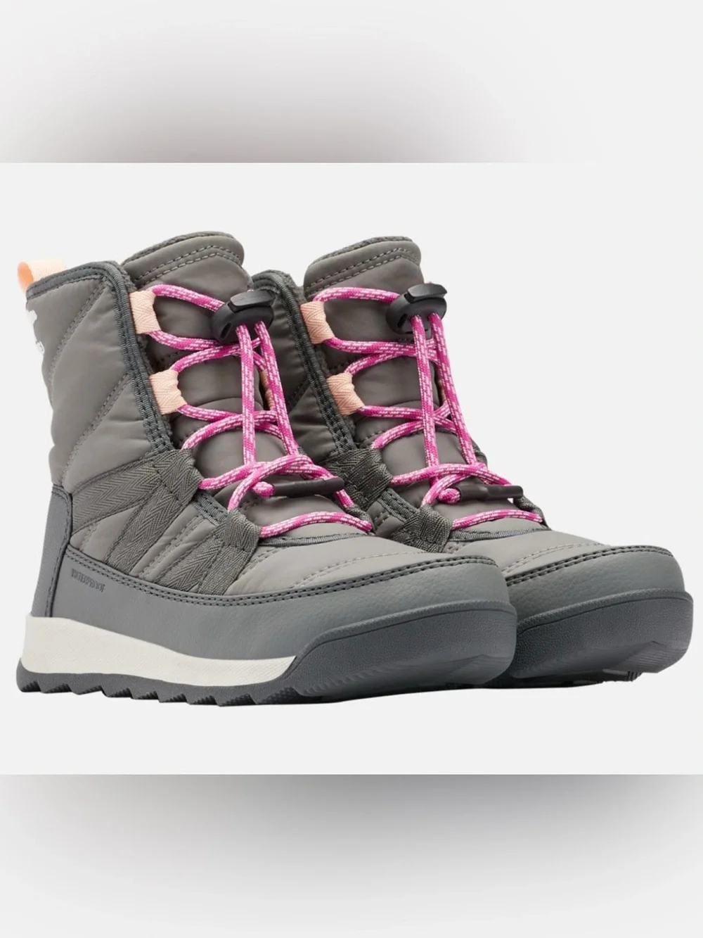 Sorel Gray Winter Boots with Pink Laces